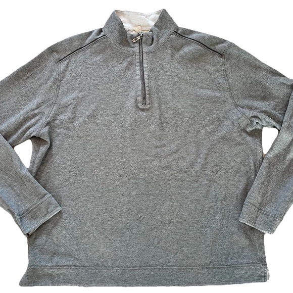 Tommy Bahama 1/4 Zip Pullover Sweater Mens XL Gray Mock Neck - Picture 1 of 6